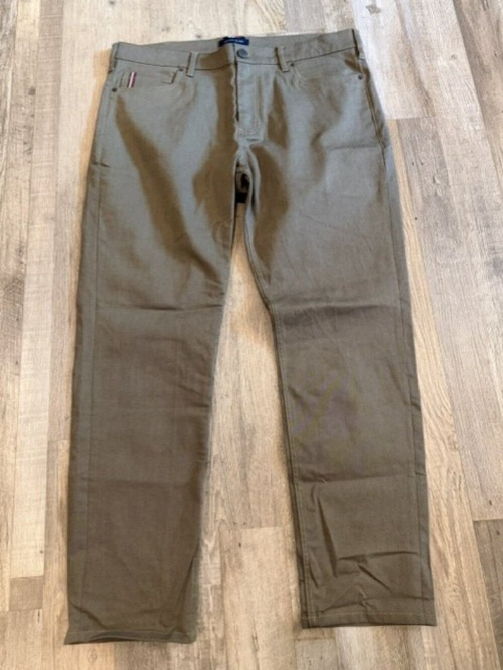 Tommy Hilfiger Men's Green Twill Pants Straight Leg Stretch 5-Pocket 38x32